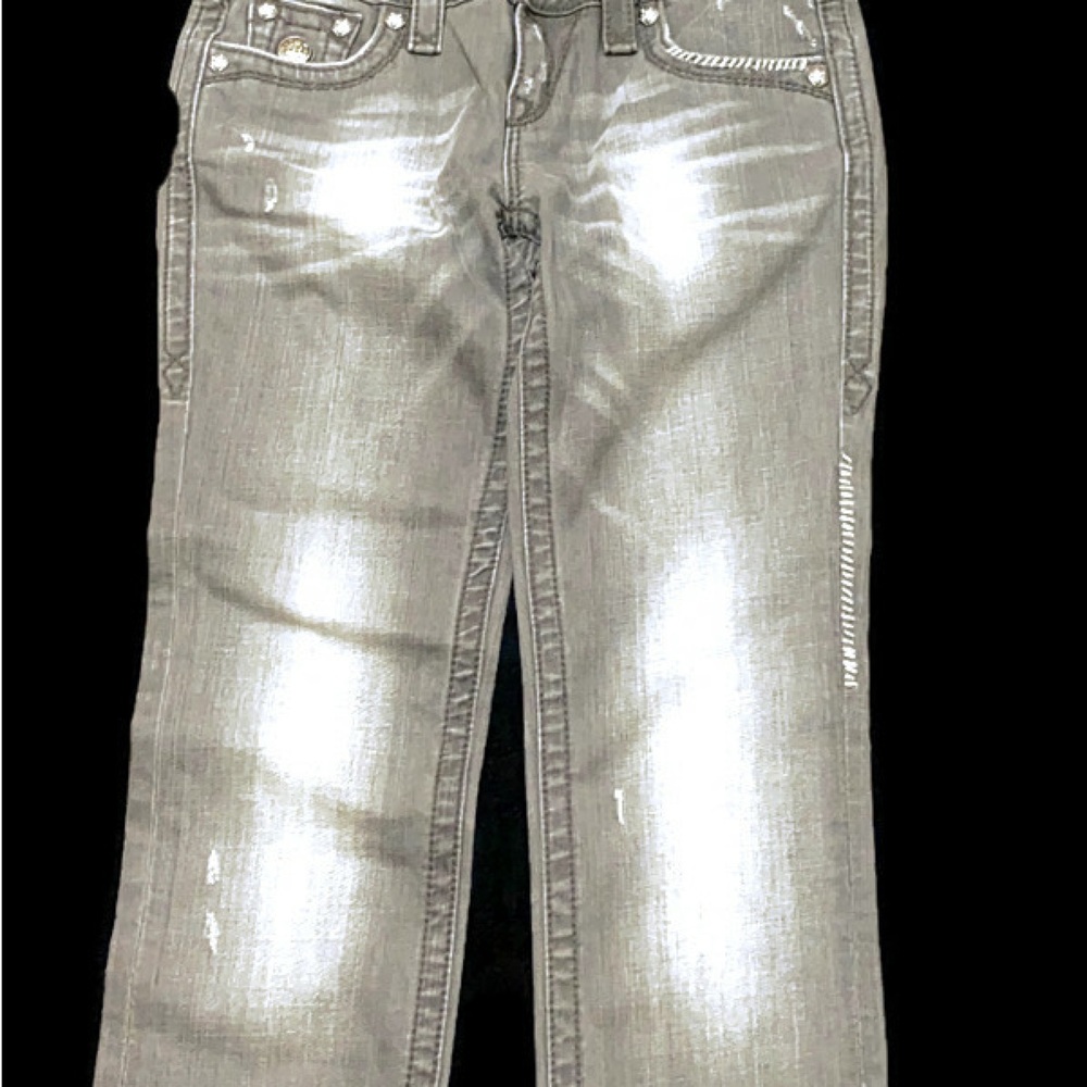 ROCK REVIVAL Denim Jeans CELINE Straight Leg GRAY Flap Pocket Sz 27 Like New!